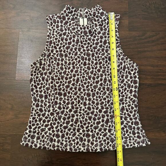 Akemi + Kin Anthropologie cream & maroon pattern sleeveless knit top size S - Picture 10 of 12